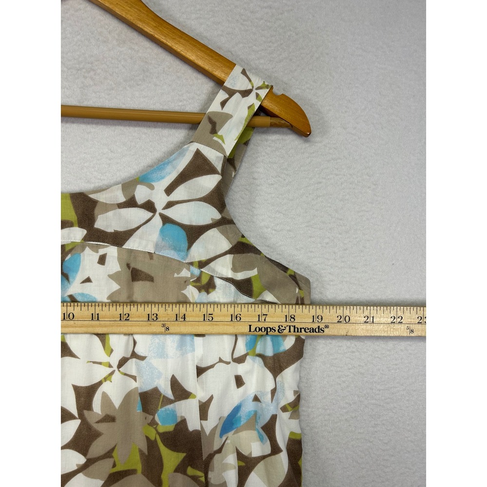 Coastal Boho J. Jill Womens 12 Blue Floral Cotton Smocked Back Midi Sundress - Picture 7 of 11
